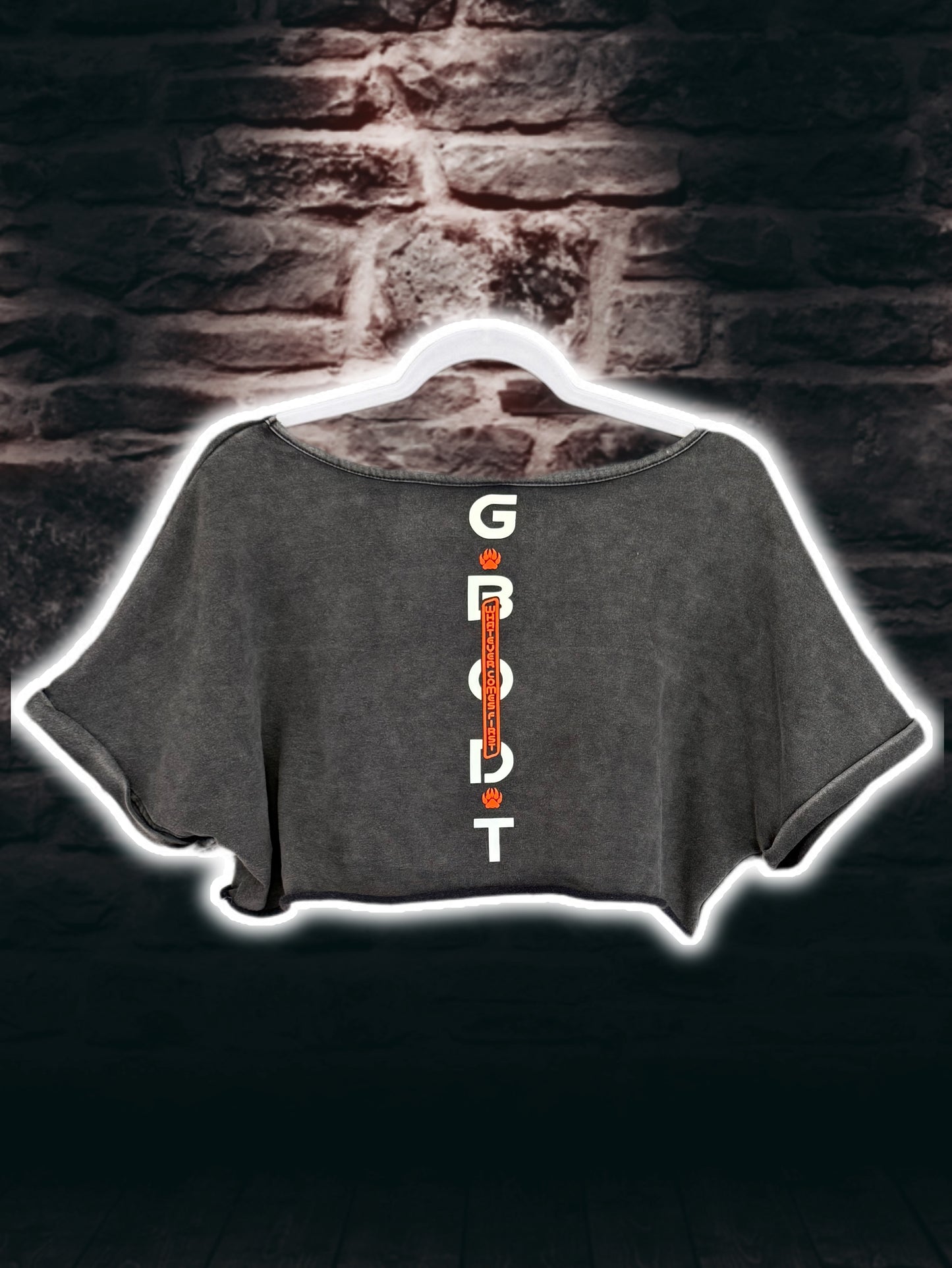 Women’s custom “gamer” GBODT oversized cropped drop shoulder batwing tee/pump cover