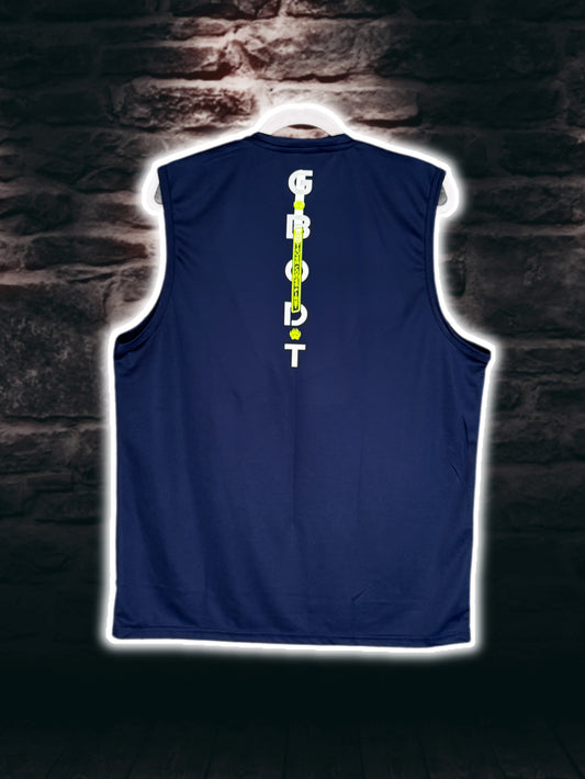 Navy/Neon “gamer” GBODT workout sleeveless tank (quick dry)
