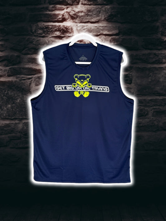 Navy/Neon “gamer” GBODT workout sleeveless tank (quick dry)